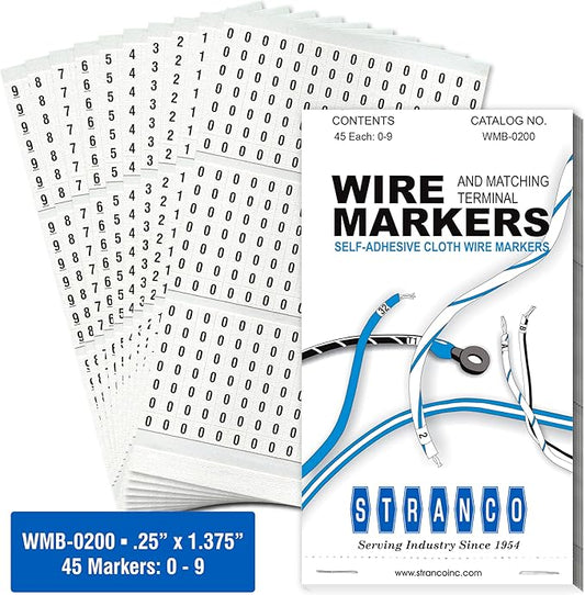 Premium Wire Marker Book Numbered 0-9 for Cable Management, Vinyl-Coated, High-Tack Adhesive, Electric Panel Wire Labels 10 Pages/Book