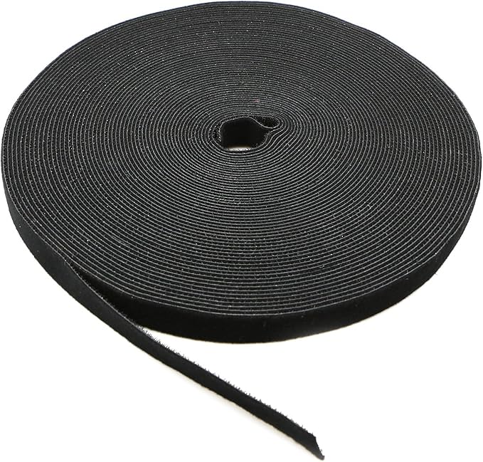 Saisn Reusable Fastening Tape Cable Ties 3/4 Inch Double Side Hook Roll (25 Yard, Black)