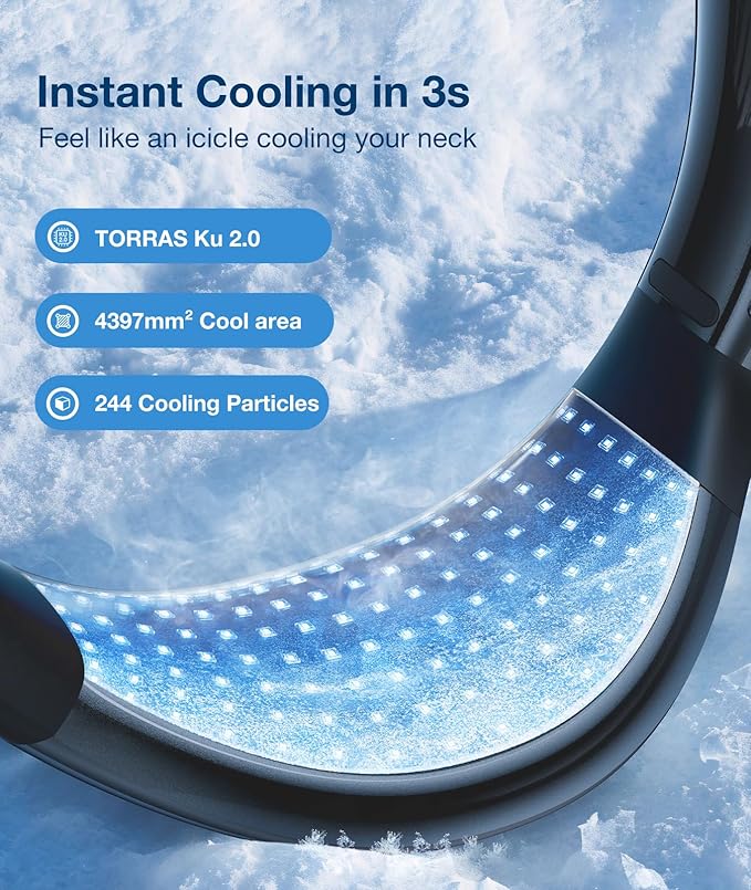 TORRAS COOLiFY Air 2026 Upgraded Neck Fan Air Conditioner, Dual-Airflow Pro Cooling, Ultra Light Portable Fan Rechargeable, Personal Cooling Fan Travel Essentials, Gift for Dad Husband Father, Black