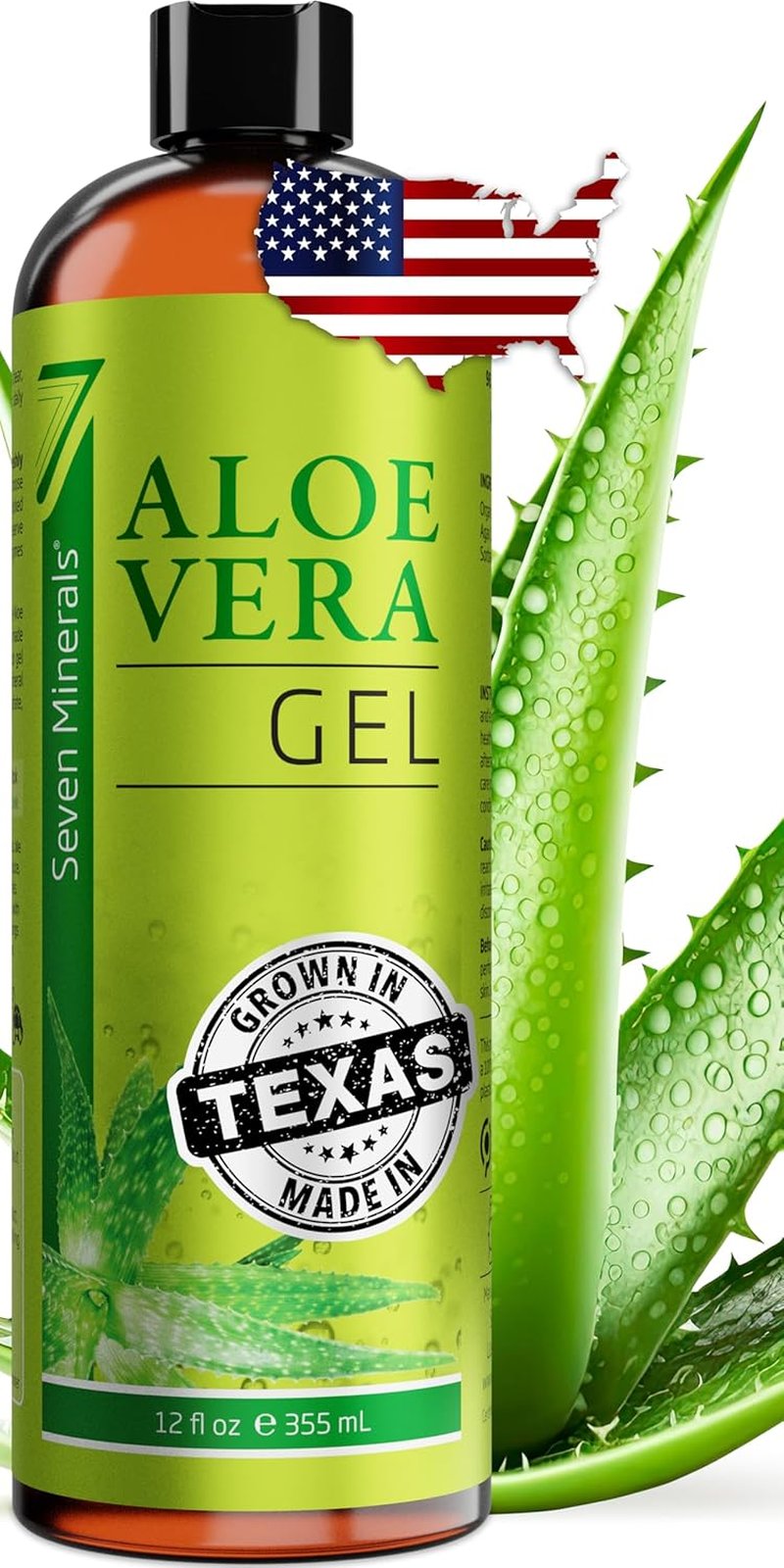 Organic Aloe Vera Gel - 100% Pure, Vegan, Unscented - 12oz for Face, Skin, Hair & Sunburn Relief