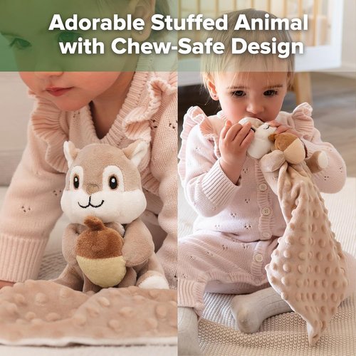 Haakaa Squirrel Security Blanket - Ultra Silky Soft Lovey for Newborn Boys & Girls | Perfect Baby Gift