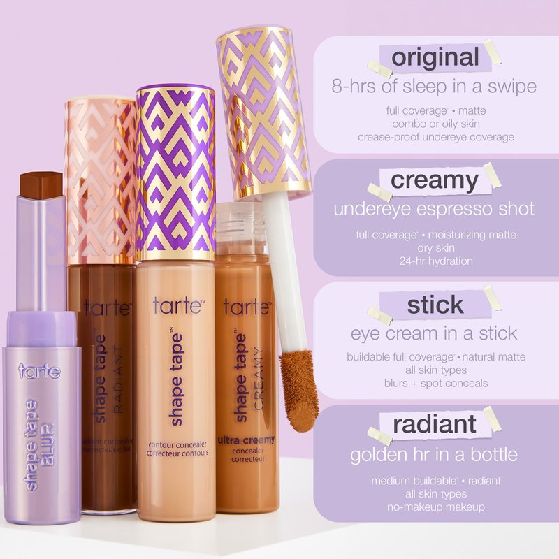 tarte shape tape concealer – Full-Coverage Creaseless Soft Matte Finish, Brightening Under-Eye & Face Makeup, 16hr Longwear, Vegan & Cruelty-Free, travel size, 29N light-medium