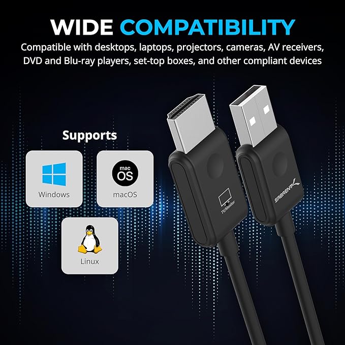 SABRENT Wireless HDMI Transmitter and Receiver 100FT/30M, 1080p@60Hz Plug and Play, No Wi-Fi Required, Stream from PC or Laptop to TV or Projector (DA-H1R1)