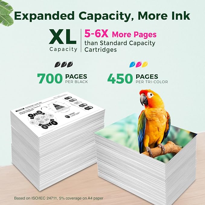 65XL for HP 65 Ink Cartridges Black/Color Combo Pack for Deskjet 3700 3755 3752 Envy 5055 5052 Deskjet 2652 2600 2655 2636 2622 2621 2620 3720 Printers for HP Ink 65 XL for HP65 Ink Cartridges