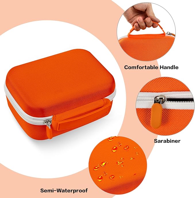 Boobowl Case Compatible with Phomemo M110 Label Maker - Portable Mini Bluetooth Thermal Label Maker Carrying Storage Bag for Printer Labels, USB Cable and Accessories (Box Only) - Orange