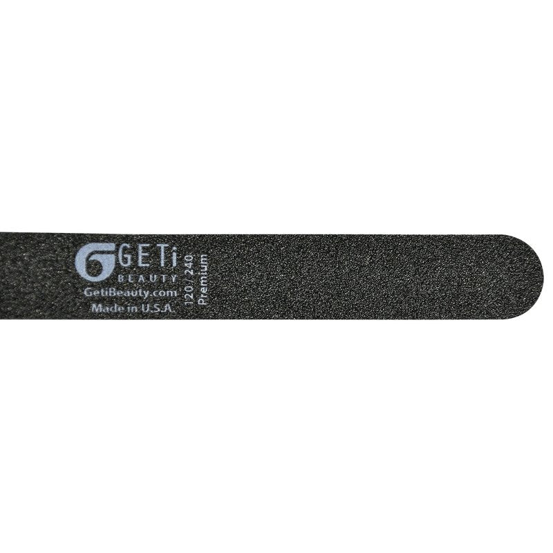 Nail File 180 grit / 180 grit | Natural,Gel or Acrylic | Washable and Reusable | Black Emery Cushion | 10-Pack by Geti Beauty | U.S.A. Made