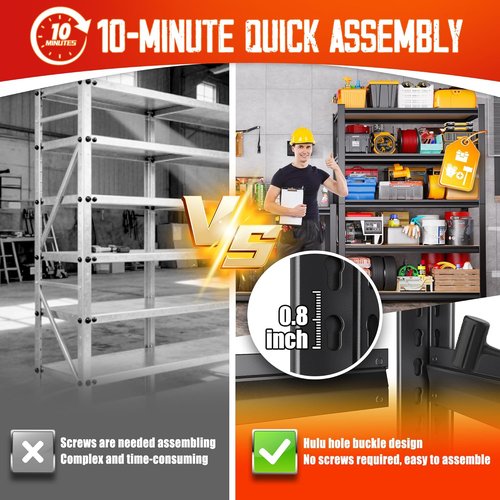 Garage Shelving Set of 3 | 71” Heavy Duty 5-Tier Metal Storage Shelves for Industrial Use
