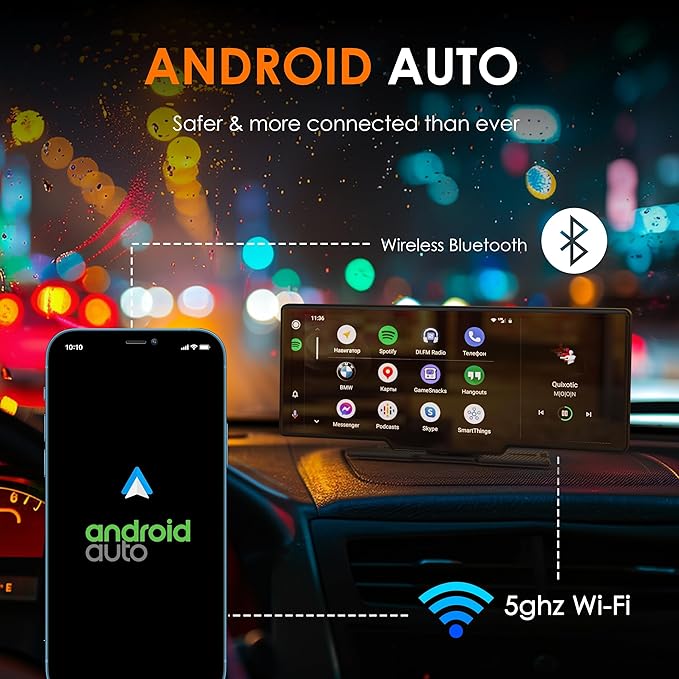 RexingUSA CPDuo Pro - 10.26" 4K Dash Cam with Wireless CarPlay & Android Auto, Touchscreen, GPS, Bluetooth, WDR, Night Vision, 170° Wide, Parking Mode