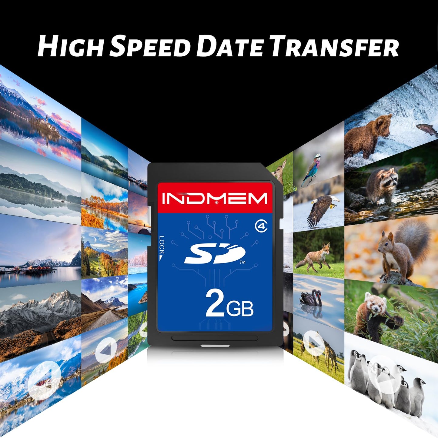 INDMEM SD Card 2GB, 6 Packs Class 4 2GB Flash Memory Card MLC Standard Secure Digital Cards Camera Card