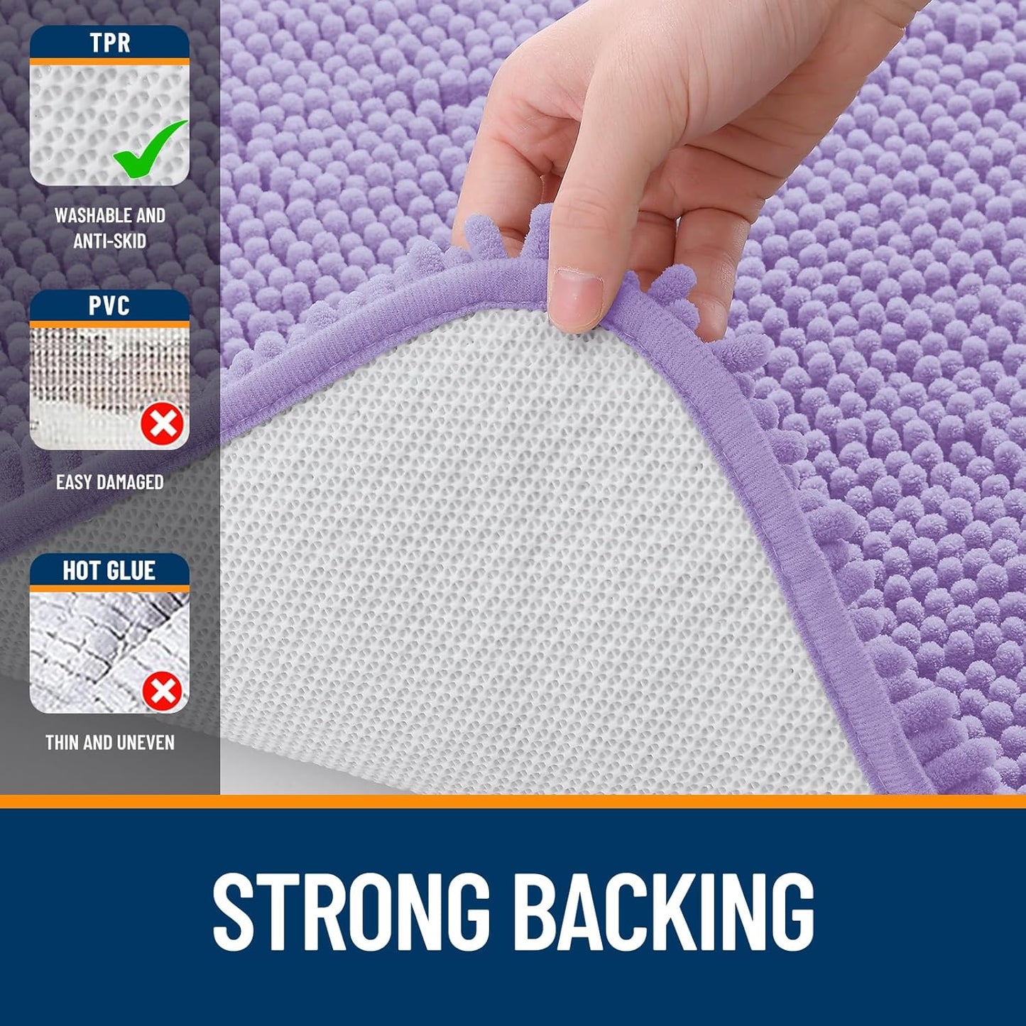 OLANLY Bathroom Rugs - Extra Soft Absorbent Chenille Bath Mats | Quick Dry, Machine Washable, 30x20, Lavender