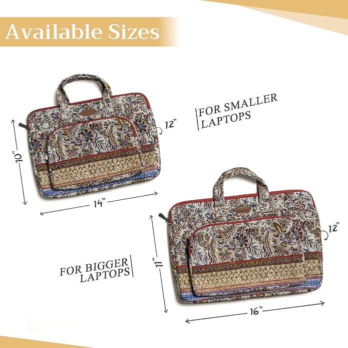 Maison d'Hermine Laptop Bag with Pocket upto 13.5 inch Stain and water repellent Cotton canvas Valentines Day Gifts - Jaipur