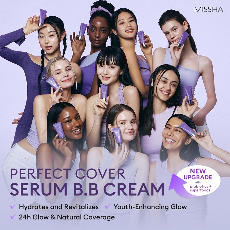 MISSHA M Perfect Cover Serum BB Cream No.17 Fair- Fair with Cool Undertone, Skin Tint, Tinted Moisturizer, Skin Care Foundation Makeup, Korean Makeup,1.18 Fl oz