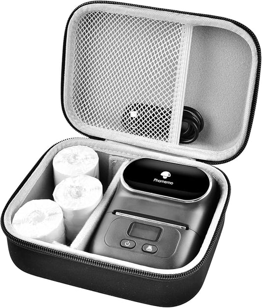 Boobowl Case Compatible with Phomemo M110 Label Maker - Portable Mini Bluetooth Thermal Label Maker Carrying Storage Bag for Printer Labels, USB Cable and Accessories Black (Box Only)