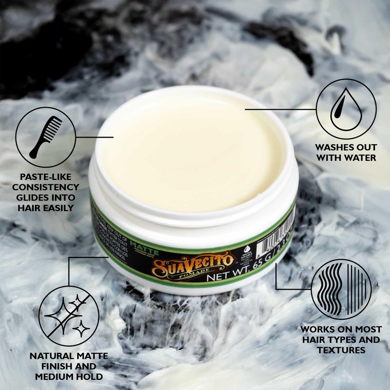 Suavecito Pomade Matte (No Shine) Formula 2.3 oz, 1 Pack - Medium Hold Hair Pomade For Men - Matte Hair Paste For Natural Texture Hairstyles