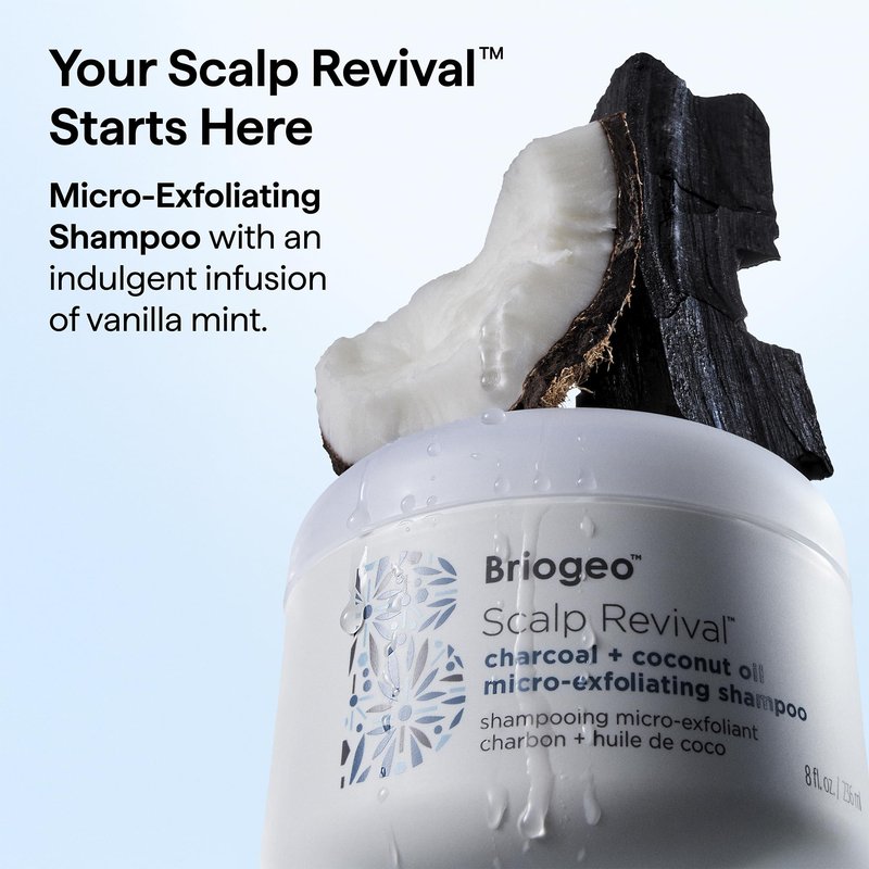 Briogeo Scalp Revival Charcoal + Coconut Oil Micro-Exfoliating Shampoo | Sulfate-Free Scalp Scrub for Dry, Itchy, or Oily Scalp | Detoxifying & Hydrating | Vegan & Cruelty Free | 2 oz