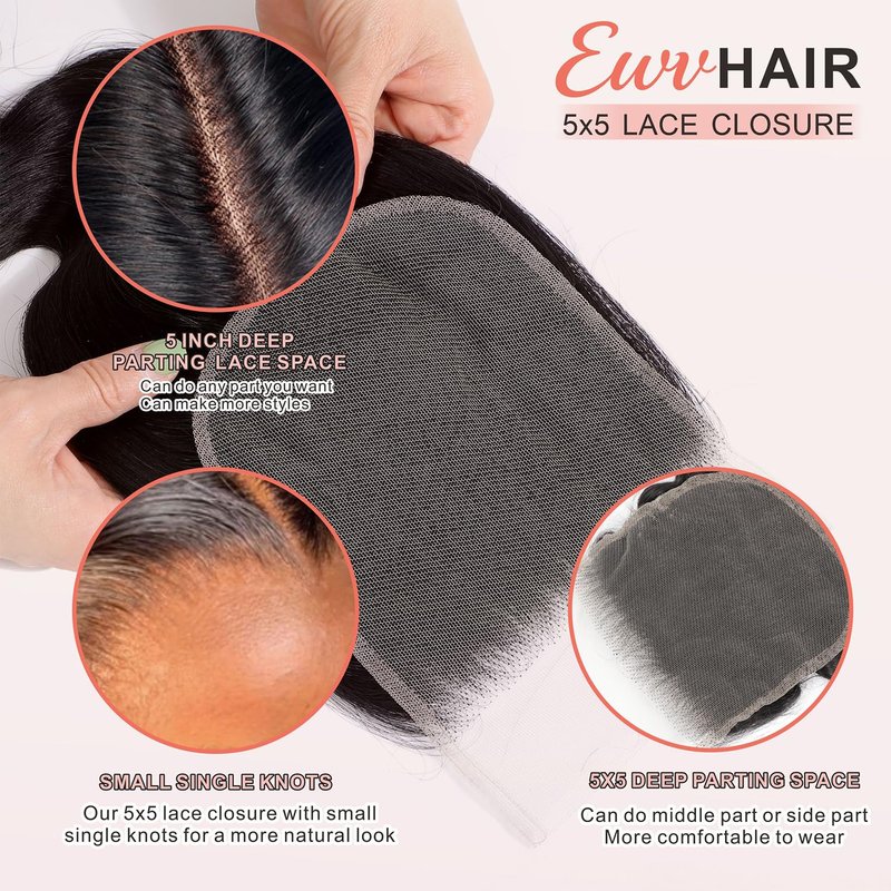 Real HD Lace Closure - Body Wave Human Hair, Invisible Swiss Lace, 14 Inch Natural Hairline