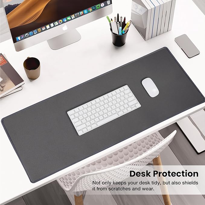 ALOANES Waterproof Mouse Pad with Durable Stitched Edge, Gaming Keyboard, Non-Slip Rubber Base Mouse Mat, Desk pad for Gamer, Office& Home, Dark Gray Mousepad XL(31.50"x11.81"x0.12")