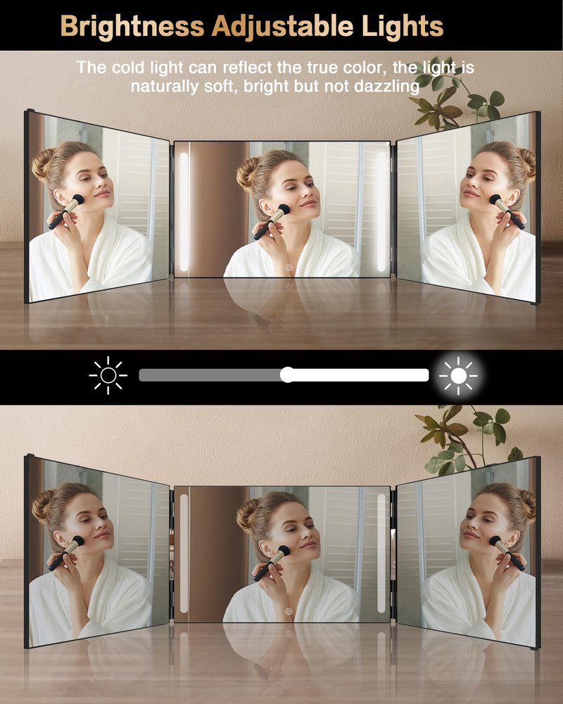 JUSRON 360 Viewing Angle Self Hair Cutting Mirror, Clear Anti-Fog HD Glass, USB Rechargeable, Easy to Use, Height Adjustable, Portable, Good Choice for Gifts