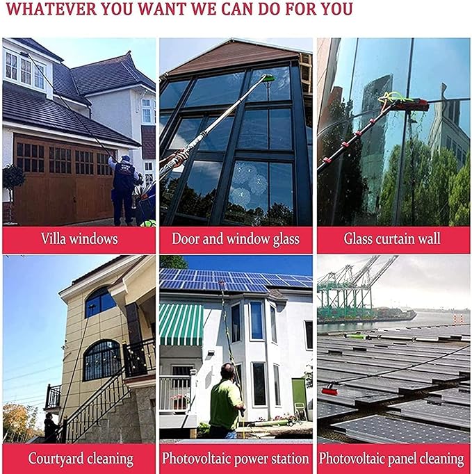 Photovoltaic Panel Cleaning 3.6-11M Water Fed Telescopic Brush Window Clean Extendable Cleaner Conservatory Roof Cleaning Tools Photovoltaic and Solar Panels Cleaner Kit,36ft/11m