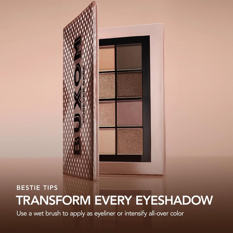 BUXOM Makeup Eyeshadow Palette, High-Pigment Shades, Primer-Infused for Long-Lasting Wear, Blendable Matte, Shimmer & Satin Finishes, Talc-Free, Cruelty-Free, Iconic Nudes