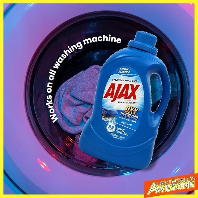 Ajax Oxy Overload Liquid Laundry Detergent, 134oz (Pack of 4) â Totally Awesome Cleaner with Deep Cleaning, Stain & Odor Removing power, HE Compatible, 178 Loads, Fresh Burst Scent