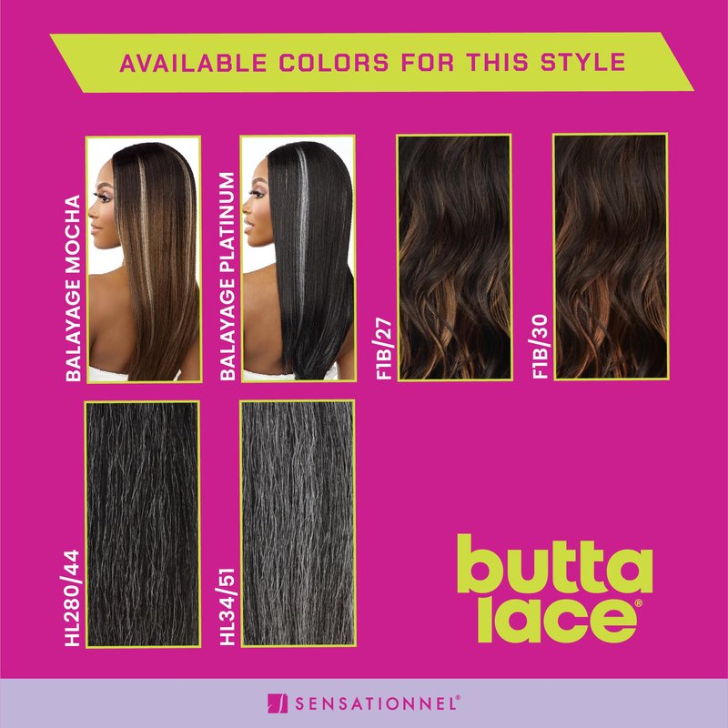 Sensationnel Butta Lace Wigs - Velvet Flow Unit Extra Wide 5 Inch Deep Parting Synthetic Preplucked Hairline Glueless Lacefront (1 JETBLACK)