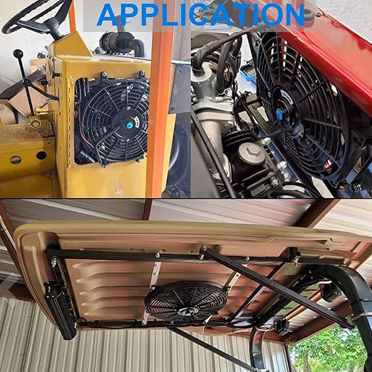 FSBCGT 2PCS 12 Inch Universal Slim Fan Push Pull Electric Radiator Cooling 12V 80W Mount Kit Black