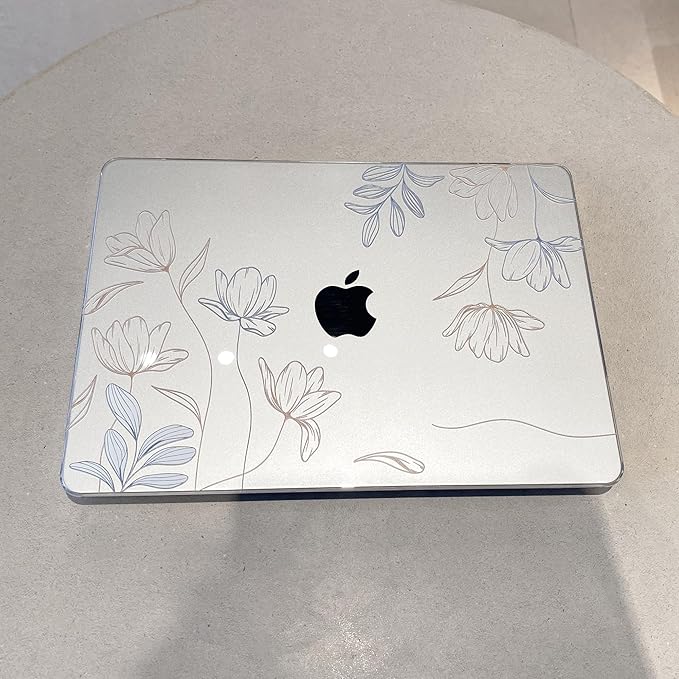 MEEgoodo for M5/M4/M3/M2 MacBook Air 15 inch Case 2026 2025 2024 2023, Case Fit Model (A3448/A3241/A3114/A2941) for MacBook Air 15.3 inch, Engraving Floral