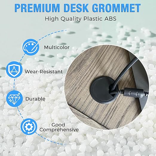BOPOREAE Desk Grommet 3-1/8" (80 mm), Desk Cord Hole Cover, Cable Grommet ABS Plastic, Desk Hole Grommet for Office and Home Table Cable, Detachable Adjustable Cable Cord Organizer (White 2 Pcs)
