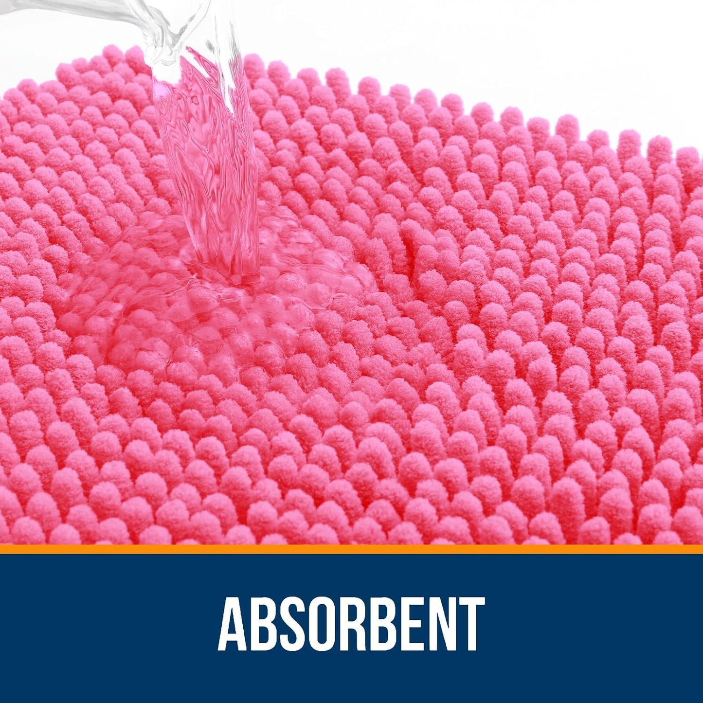 OLANLY Bath Rugs - Extra Soft Chenille with Rubber Backing | Quick-Dry, Machine Washable, 34x21, Hot Pink