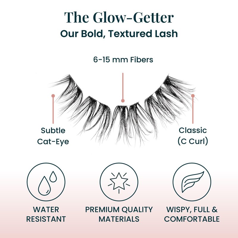FlutterHabit Glow-Getter (1.0) Lash Clusters for Women, Salon Quality At Home Eyelashes Extension Kit, 6 Lash Sets, No Lash Glue Included