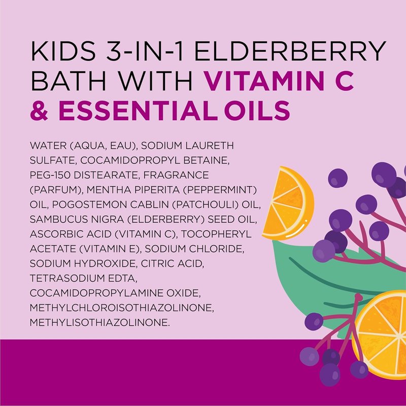 Dr Teal's Kids 3-in-1 Bubble Bath | Body Wash & Shampoo with Elderberry & Vitamin C - 20 fl oz (Pack of 3)