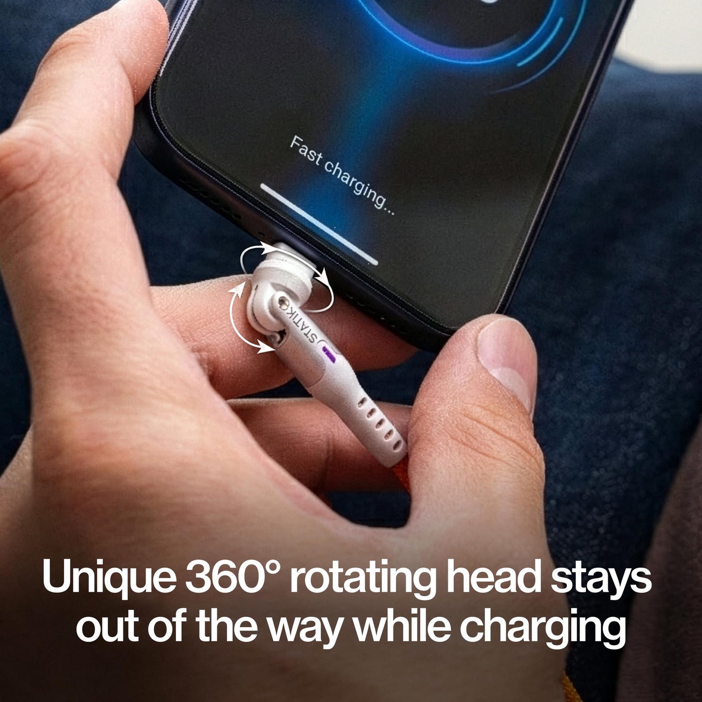 Statik 360 Pro Magnetic Charging Cable - Type C Charger Fast Charging 3 in 1 USB C to USB C Cable, Micro USB & iProduct Tips, USB A Adapter, Compatible w/All Devices - 100W Fast Charger, White 6FT/2M
