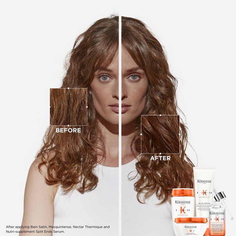 Kerastase Nutritive Nectar Thermique Heat Protecting Leave-In Cream | Deeply Condition and Reduce Frizz | Instant Softness & Shine | With Plant-based Proteins | For Medium to Thick Dry Hair|1.69 Fl Oz