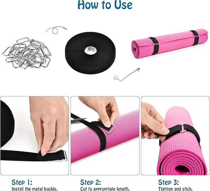Nettbe 1"x39.4ft Hook and Loop Straps with 60 Buckles Adjustable Cut-to-Length Cable Ties Roll- Reusable Nylon Fastening Tape Cable Straps for Storage or Organization (1in x 39.4ft)