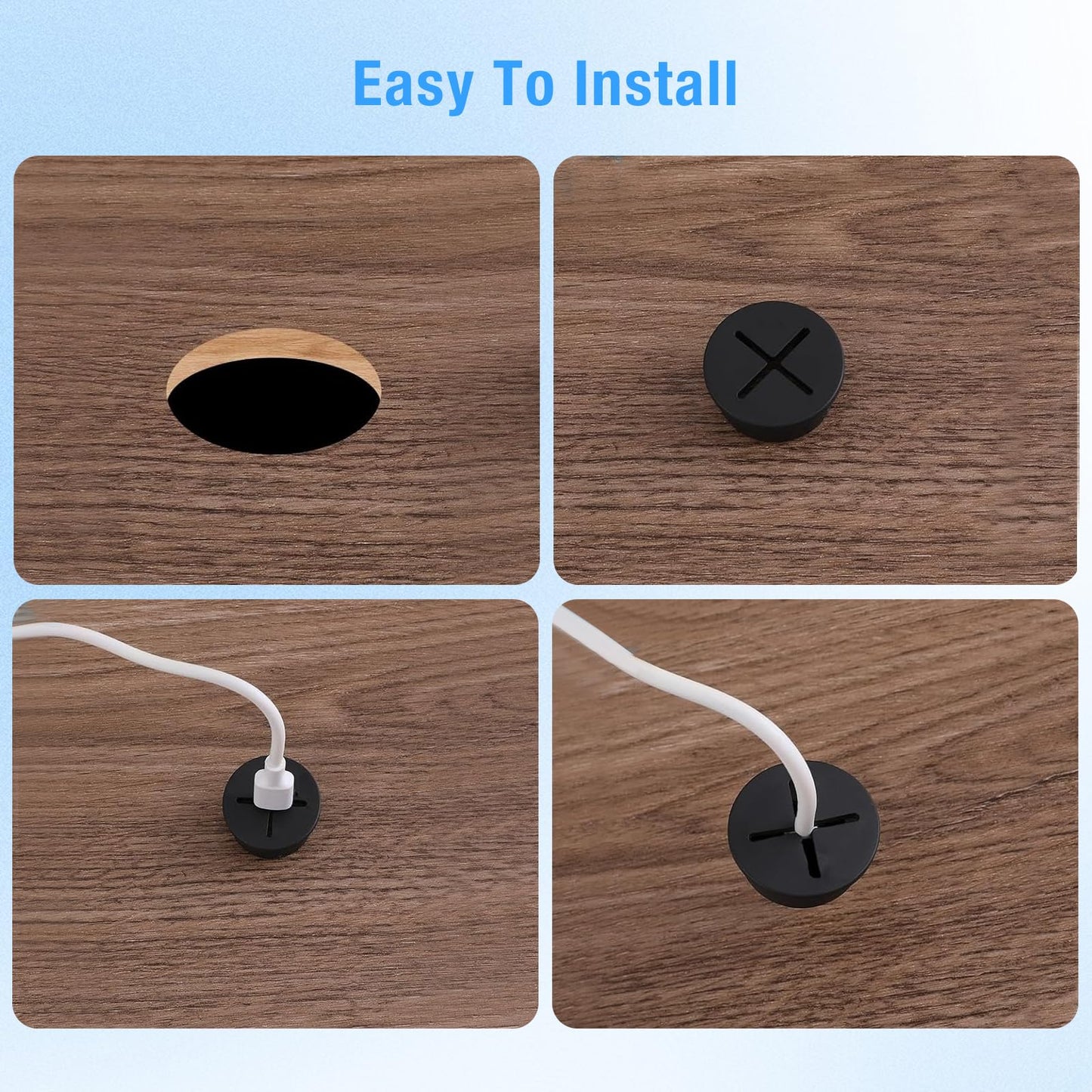 BOPOREAE Desk Grommet, 1 in 25 mm Silicone Rubber Grommets, Black Desk Hole Cover for Cables, Flexible Wall Cord Pass Through Grommet for Office Table Computer Home Furniture Wire Organizer-15 Pcs