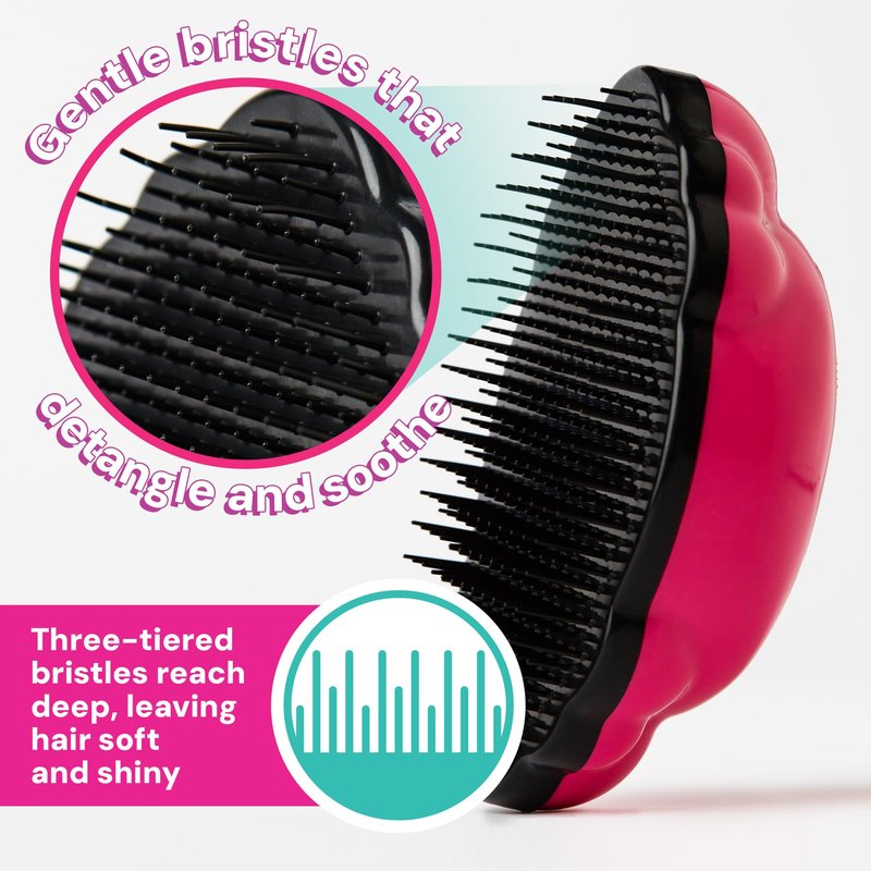 Knot Genie Detangling Hair Brush for Kids (Petal Pink) | Original Full Size | Perfect for Curly Hair, Gently Separate Tangles, Leaves Hair Smooth & Shiny | The Pain Free Knot Detangler