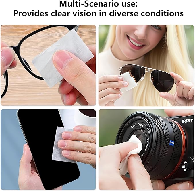PureliaAnti-Fog Lens Wipes, 100 Count | Pre-Moistened Individually Wrapped Lens Care Cloths for Eyeglasses, Goggles, Camera Lenses & Screens