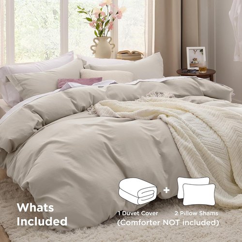 Bedsure Duvet Cover Set - King Size 3-Piece Extra Soft Cotton-Like Bedding | 104x90 Inches with Zipper Closure