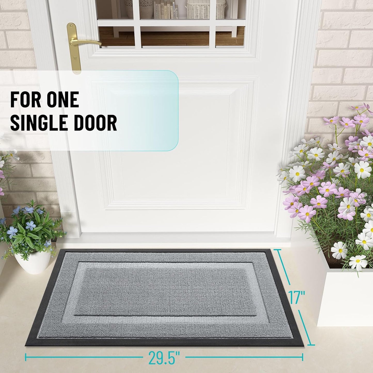 OLANLY Indoor Outdoor Doormat - Waterproof All-Season Rubber Mat | Easy Clean, Low Profile, 29.5x17, Ash Gray