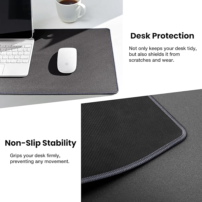 ALOANES Waterproof Mouse Pad with Durable Stitched Edge, Gaming Keyboard, Non-Slip Rubber Base Mouse Mat, Extended Desk pad for Gamer, Office& Home, Dark Gray Mousepad 3XL(35.43"x15.74"x0.12")