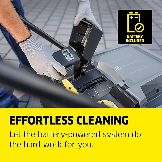 KÃ¤rcher Pro Walk Behind Outdoor Push Sweeper, KM 70/30 C Bp 2SB, Battery Powered, Suction System, Dust Filter - 38" Working Width, 11.9 Gallon - for Commercial Use in Warehouses, Workshops, and More