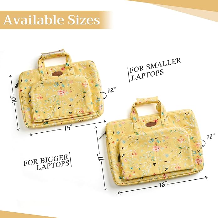 Maison d'Hermine Laptop Bag with Pocket Upto 13.5 inch Stain and Water Repellent Cotton Canvas Spring Summer (Colmar - Yellow)