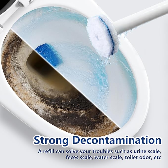 Toilet Wand Refills for Clorox, 80 Pack Disposable Toilet Brush Head with Rich Foaming, Extra Thick Refill Heads, Strong Cleaning & Deep Scrubbing Power, Disposable Toilet Cleaning System