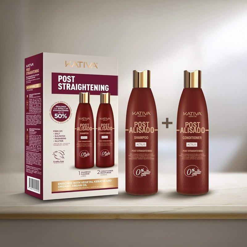 Kativa Keratin Post Straightening Shampoo & Conditioner - 8.45 Fl Oz | Prolong Smooth, Shiny Hair, Gluten & Sulfate Free