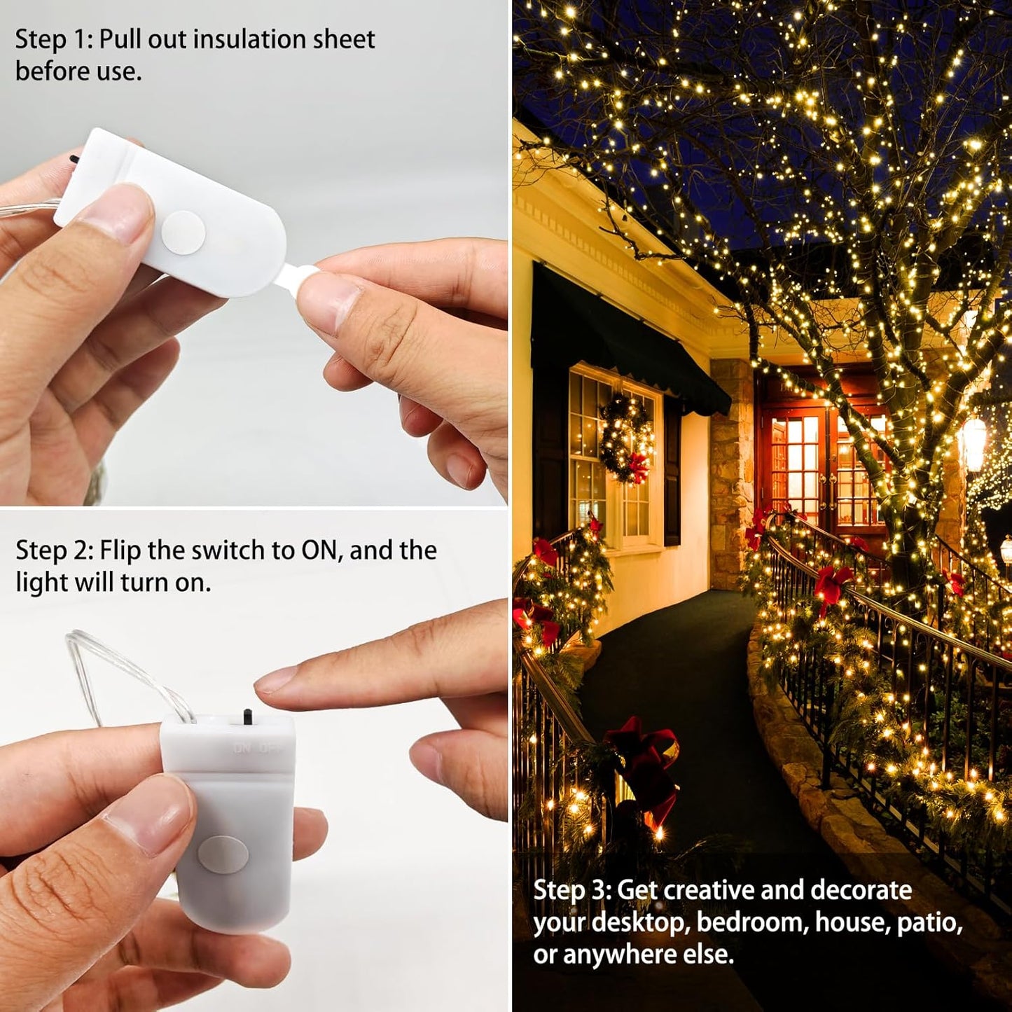 VOOKRY Fairy Lights - 12 Pack Battery Operated Mini Starry String Lights | 30 LEDs, 10 ft Silvery Copper Wire for Weddings, Parties, and Christmas Decor