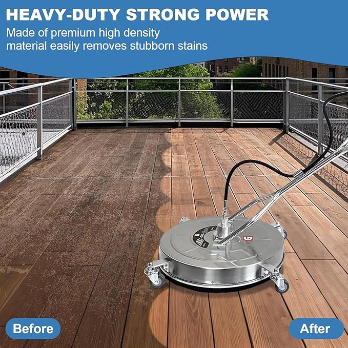 Pressure Washer Surface Cleaner, Stainless Steel Power Washing Equipment, 4900psi High Pressure Washing, Patio Driveway Cleaning Tools, Adjustable Handle Washer