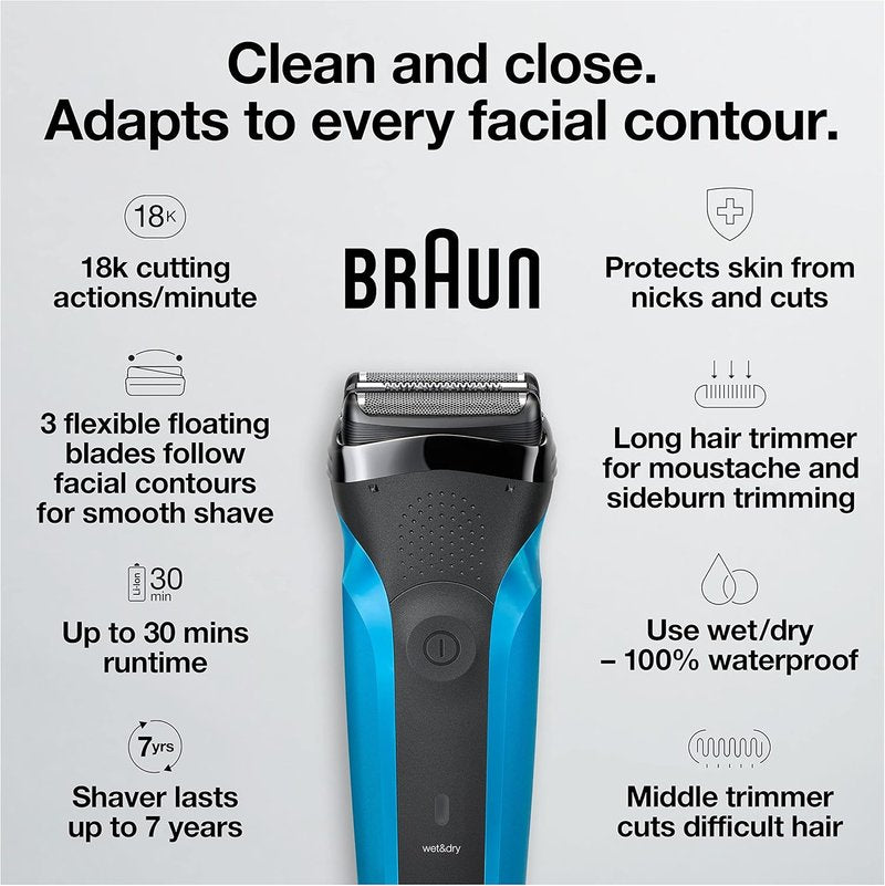 Braun Electric Razor - Series 3 310s Rechargeable Foil Shaver | Wet & Dry Use