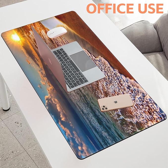 NIYLYNSYN Mouse Pad Large Nice Sunset Non-Slip Game Desk Mat with Stitched Edge Laptop Keyboard Desk Pad for Work Home Gaming (35.4 x 15.7 Inches)