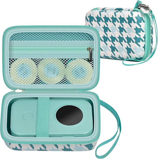 PAIYULE Hard Carrying Case for Phomemo D30 D35 Label Maker, Label Printer Case for Nelko P21, for NIIMBOT D110 D11, for Marklife P11 P12, for SUPVAN E10 Storage Bag with Mesh Pocket (Grid)